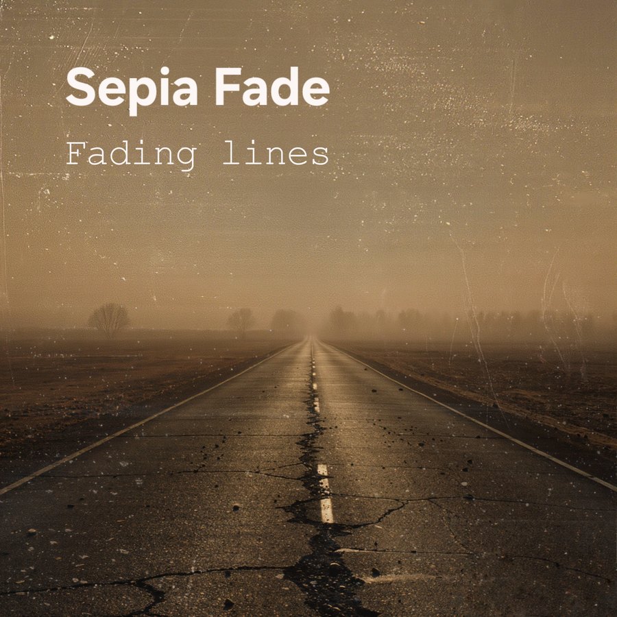 Fading Lines EP cover: an empty road disappearing into sepia fog